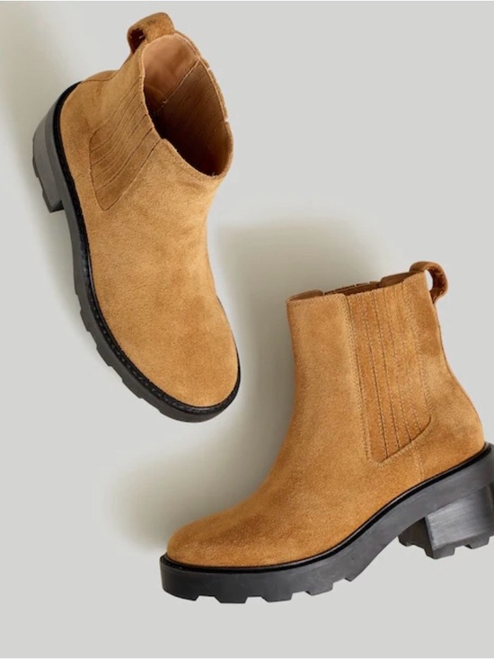 Madewell Shoes - Madewell Tan Suede Chelsea Platform Booties
